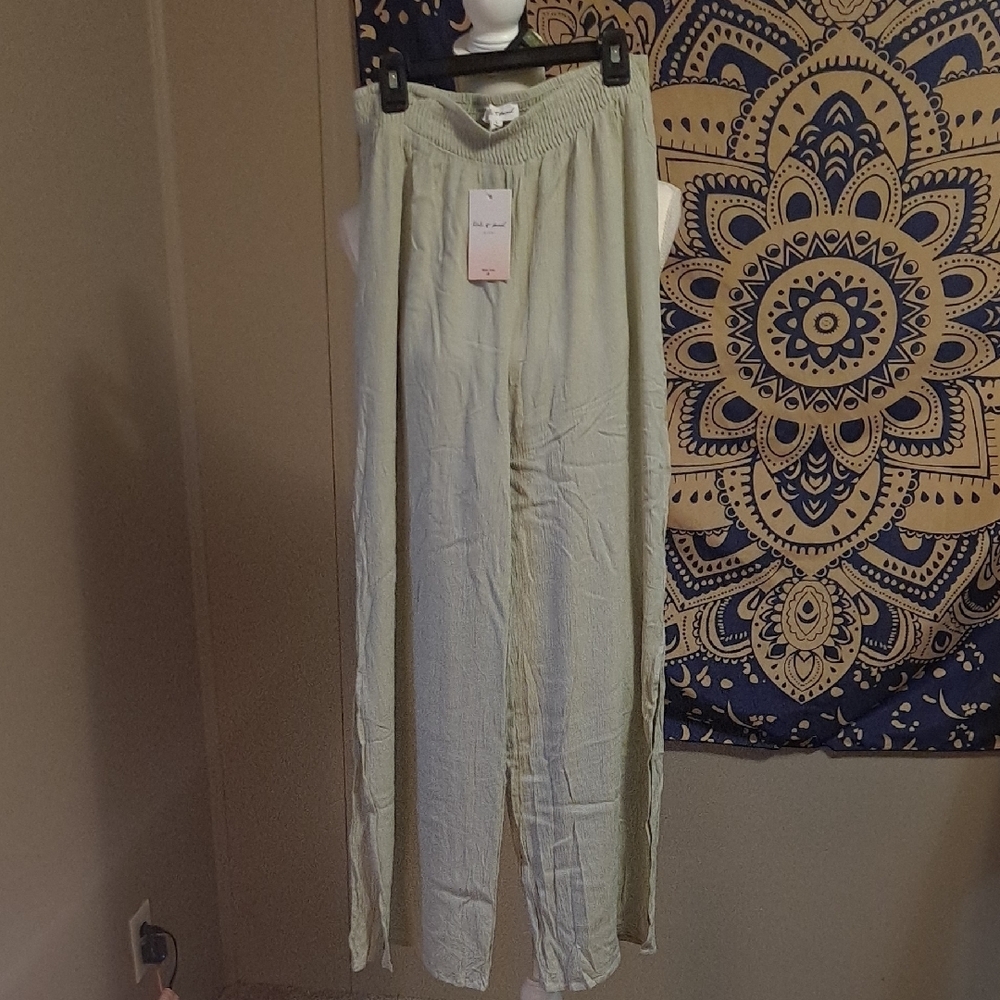 Light Green Wide-Leg Pants